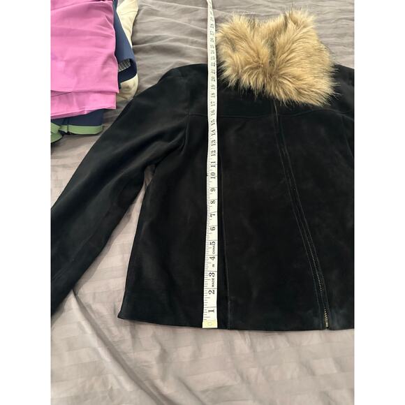 VINTAGE Uniform John Paul Richard’s Suede Jacket Faux Fur Collar L - Picture 14 of 16